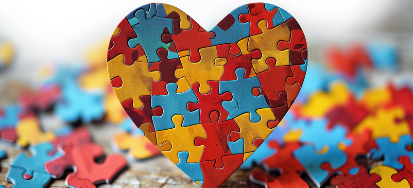 Autismus-Herz aus bunten Puzzle-Stücken
